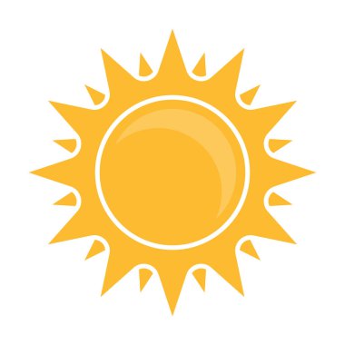 Güneş düz ikon vektörü. Yazın çekilen resim. Güneş ışığı sembolü. Web sitesi tasarımı, web düğmesi, mobil uygulama illüstrasyonu