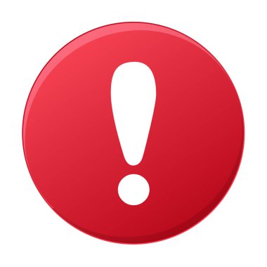 Grafik tasarımı, logo, web sitesi, sosyal medya, mobil uygulama, UI illüstrasyon için kırmızı daire simgesi üzerinde beyaz ünlem işareti