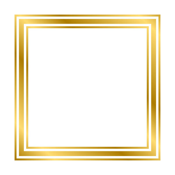 Gold Shiny Glowing Vintage Rectangle Frame Shadows Isolated White Background — Stock Vector