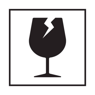 Grafik tasarımı, logosu, web sitesi, sosyal medya, mobil uygulama, UI illüstrasyonu için taş ve siyah çerçeve ambalaj ambalajlı kırılgan düz simge vektörü