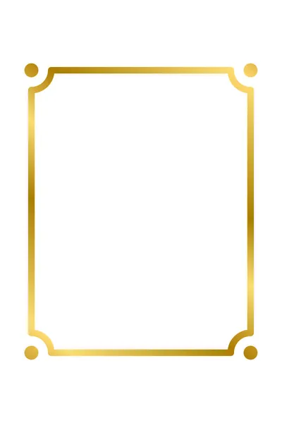Золота Сяюча Вінтажна Прямокутна Рамка Тінями Ізольована Білому Тлі Золотий — стоковий вектор