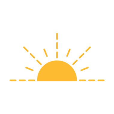 Yarım güneş grafik tasarım, logo, web sitesi, sosyal medya, mobil uygulama, UI illüstrasyon için aşağı doğru ikon vektör günbatımı kavramını belirliyor