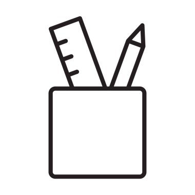 Grafik tasarım, logo, web sitesi, sosyal medya, mobil uygulama için cetvel simgesi vektörü olan kalem kutusu, UI