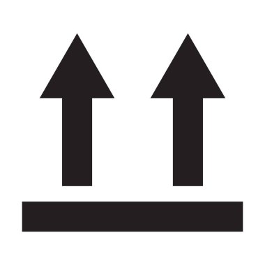 Paket yapıştırma simgesi vektörü bu tarafta. Grafik tasarım, logo, web sitesi, sosyal medya, mobil uygulama, UI illüstrasyon için yükselen ambalaj logosu