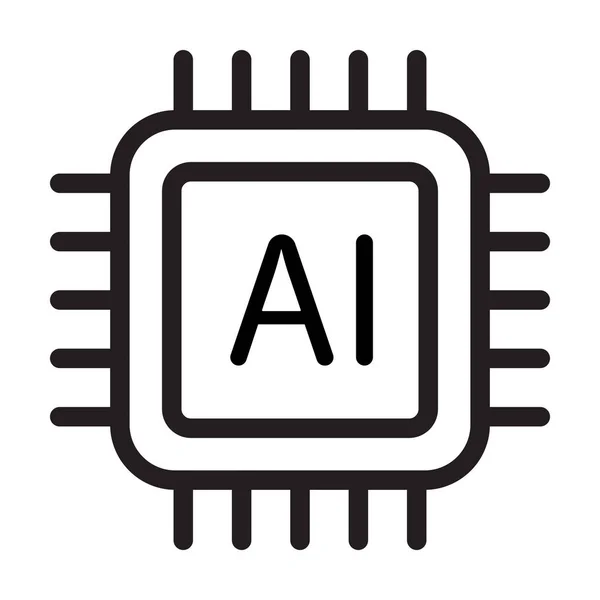 人工智能人工智能处理器芯片矢量图标符号 用于图形设计 社交媒体 移动应用程序 Ui插图 — 图库矢量图片