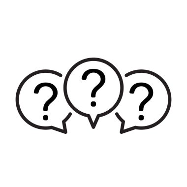 Grafik tasarım, logo, web sitesi, sosyal medya, mobil uygulama, ui illüstrasyon için soru işaretleri vektörü içeren üç doğrusal sohbet konuşma mesajı baloncuğu