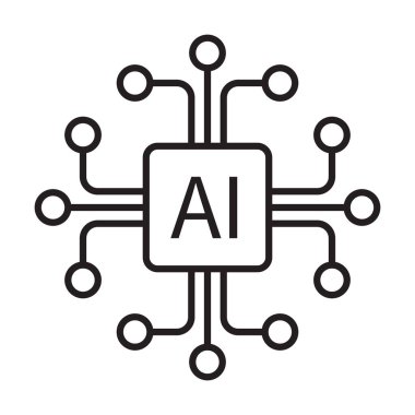Grafik tasarım, logo, web sitesi, sosyal medya, mobil uygulama, UI illüstrasyon için yapay zeka yapay zeka yapay zeka işlemci vektör simgesi