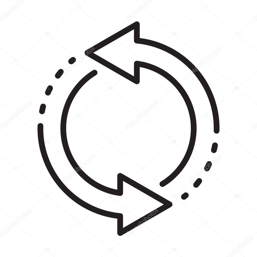 Replace icon vector double reverse arrow exchange linear sign for graphic design, logo, web site, social media, mobile app, ui illustration.