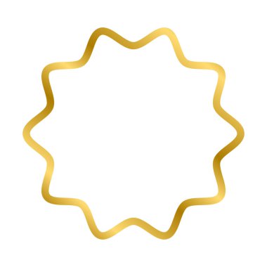 Beyaz arka planda izole gölgeleri olan altın renkli, ışıltılı, klasik bir çerçeve. Altın gerçekçi kare sınırı. Vektör illüstrasyonu