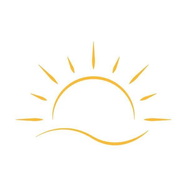 Meio Sol Está Pondo Para Baixo Ícone Vetor Sunset Conceito — Vetor de Stock