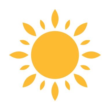 Güneş düz ikon vektörü. Yazın çekilen resim. Güneş ışığı sembolü. Web sitesi tasarımı, web düğmesi, mobil uygulama illüstrasyonu