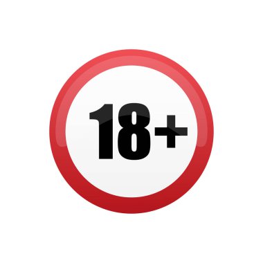 18 artı simge vektörü 18 yaş altı yasak işareti altında, yetişkinler sadece web tasarımı, logo, bilgi grafiği, UI için. resimleme