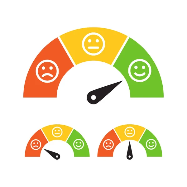 Customer satisfaction meter with three emoticons icon vector for graphic design, logo, website, social media, mobile app, UI illustration
