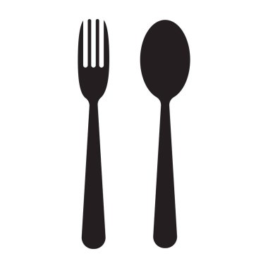 Kaşık ve çatal ikon vektör barı, kafe, otel, restoran grafik tasarımı konsepti, logo, web sitesi, sosyal medya, mobil uygulama, UI illüstrasyon