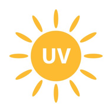 Grafik tasarım, logo, web sitesi, sosyal medya, mobil uygulama, UI illüstrasyon için UV radyasyon ikonu vektörü solar ultraviyole ışık sembolü.