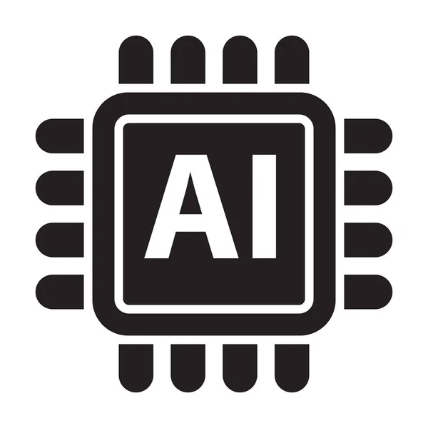 Intelligenza Artificiale Processore Chip Vettoriale Icona Simbolo Progettazione Grafica Logo — Vettoriale Stock