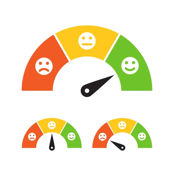 Kundenzufriedenheitsmessgerät Mit Drei Emoticons Als Symbolvektor Für Grafikdesign Logo Website — Stockvektor