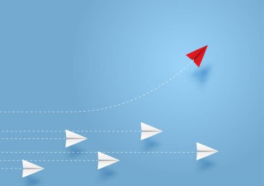 PrintPaper düzlemi başarı hedefi vektör iş finansal konseptini başlat, liderlik, yaratıcı fikir simgesi kağıt sanat tarzını metin için kopyalama alanı ile. resimleme