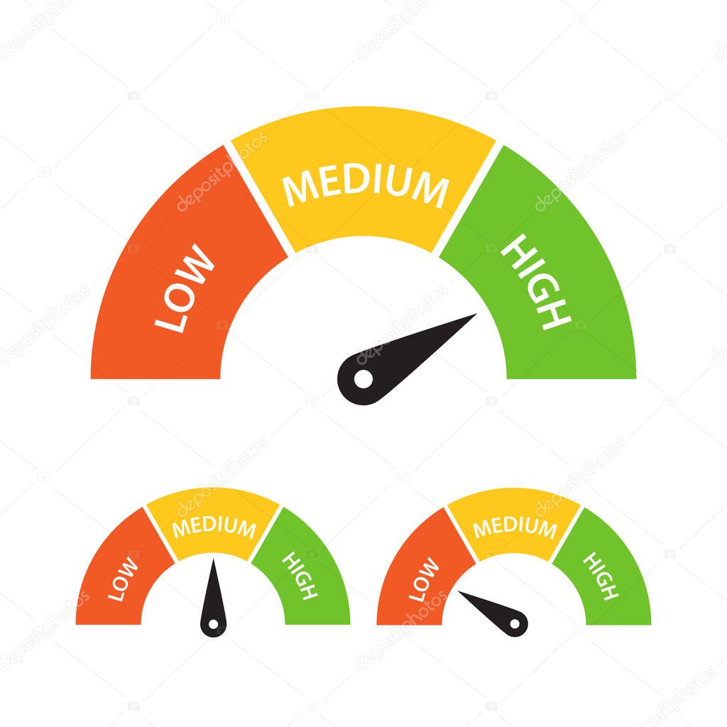 High medium low meter icon vector for graphic design, logo, website, social media, mobile app, UI illustration