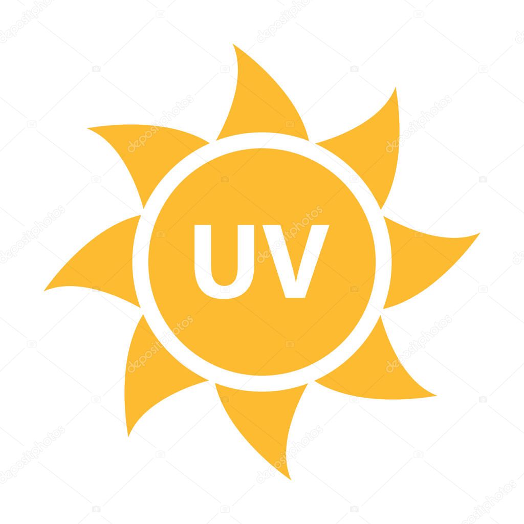UV radiation icon vector solar ultraviolet light symbol for graphic design, logo, website, social media, mobile app, UI illustration.