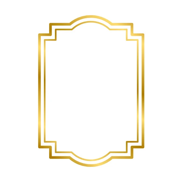 Золота Сяюча Вінтажна Прямокутна Рамка Тінями Ізольована Білому Тлі Золотий — стоковий вектор