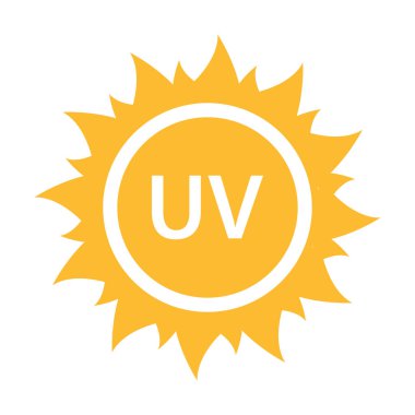 Grafik tasarım, logo, web sitesi, sosyal medya, mobil uygulama, UI illüstrasyon için UV radyasyon ikonu vektörü solar ultraviyole ışık sembolü.