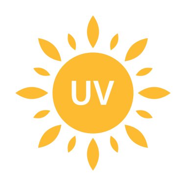Grafik tasarım, logo, web sitesi, sosyal medya, mobil uygulama, UI illüstrasyon için UV radyasyon ikonu vektörü solar ultraviyole ışık sembolü.