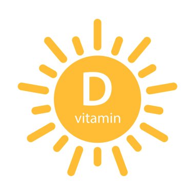 Vitamin D metni güneş ikonu vektör güzelliği, eczane, beslenme cilt bakımı konsepti grafik tasarım, logo, web sitesi, sosyal medya, mobil uygulama, ui illüstrasyon
