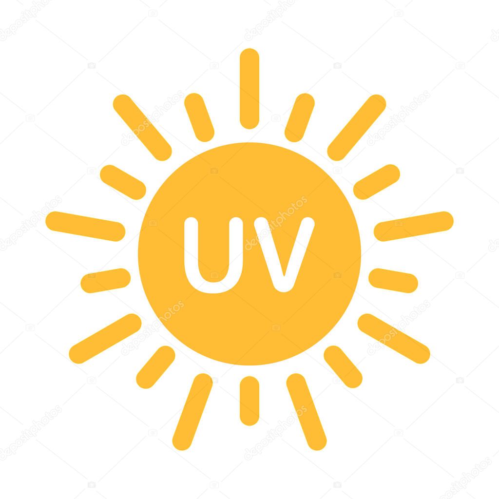 UV radiation icon vector solar ultraviolet light symbol for graphic design, logo, website, social media, mobile app, UI illustration.