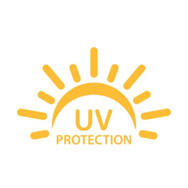 Grafik tasarım, logo, web sitesi, sosyal medya, mobil uygulama, UI illüstrasyon için UV radyasyon koruma ikonu vektörü solar ultraviyole ışık sembolü.