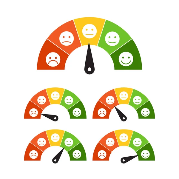 Contatore Soddisfazione Del Cliente Con Cinque Emoticon Icon Vector Grafica — Vettoriale Stock
