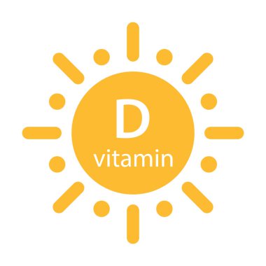 Vitamin D metni güneş ikonu vektör güzelliği, eczane, beslenme cilt bakımı konsepti grafik tasarım, logo, web sitesi, sosyal medya, mobil uygulama, ui illüstrasyon