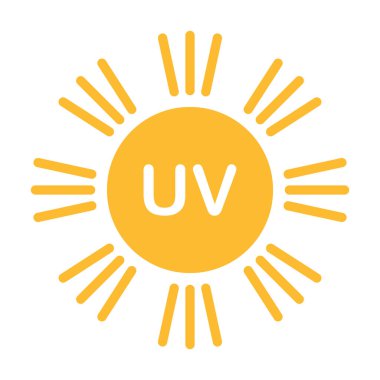 Grafik tasarım, logo, web sitesi, sosyal medya, mobil uygulama, ui illüstrasyon için UV radyasyon ikonu vektörü solar ultraviyole ışık sembolü.