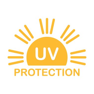 Grafik tasarım, logo, web sitesi, sosyal medya, mobil uygulama, UI illüstrasyon için UV radyasyon koruma ikonu vektörü solar ultraviyole ışık sembolü.