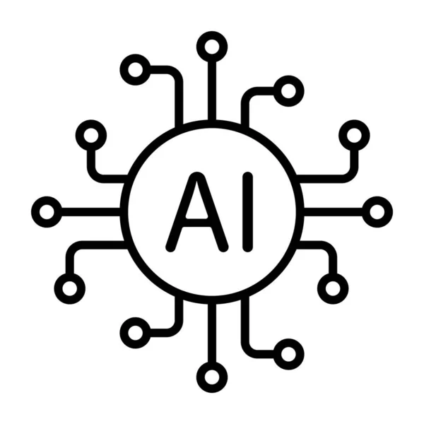 Intelligenza Artificiale Processore Chip Vettoriale Icona Simbolo Progettazione Grafica Logo — Vettoriale Stock