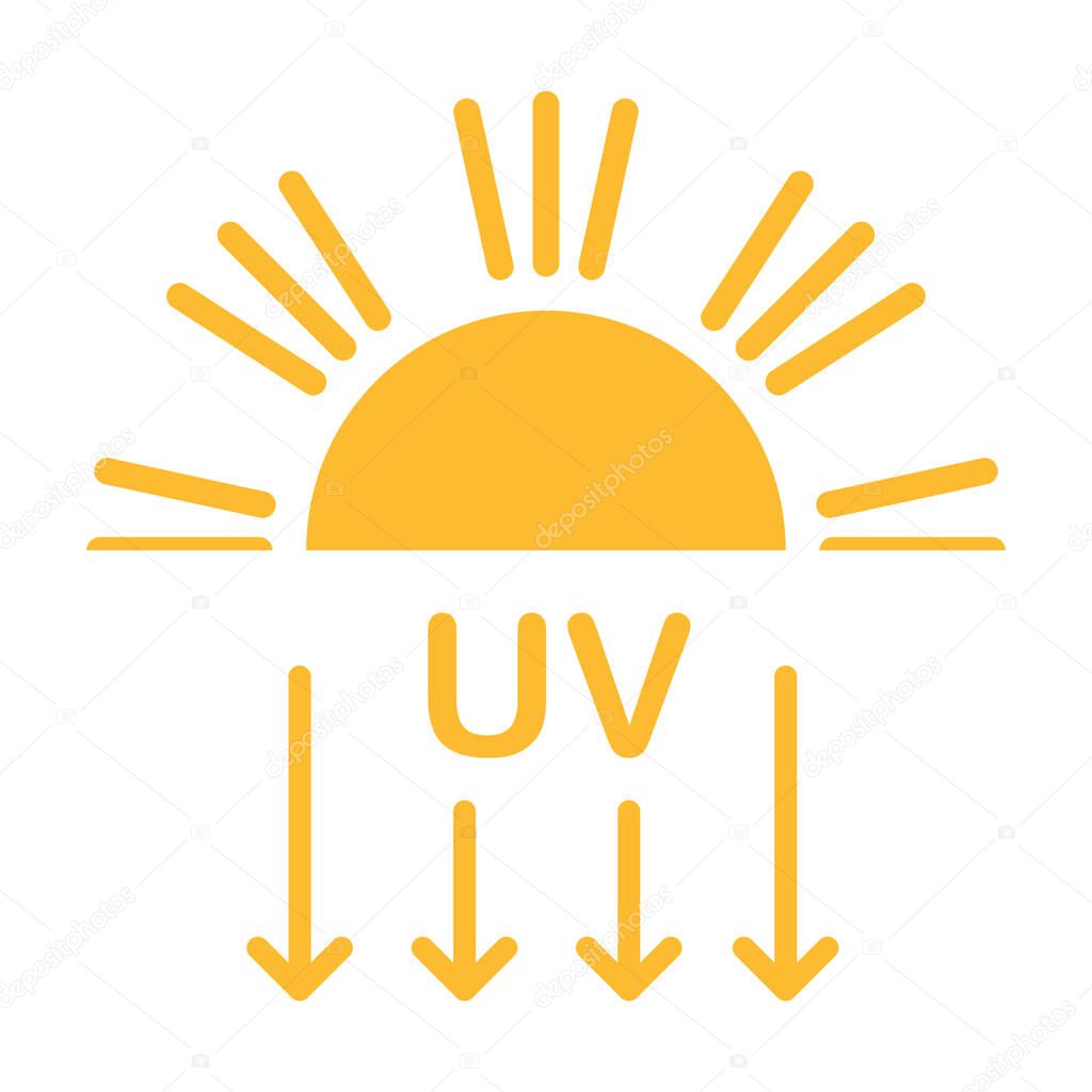 UV radiation icon vector solar ultraviolet light symbol for graphic design, logo, website, social media, mobile app, UI illustration.