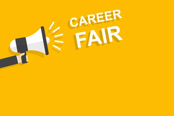 Hand Holding Megaphone Career Fair Speech Bubble Banner Vector Copy — Image vectorielle