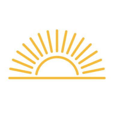 Yarım güneş grafik tasarım, logo, web sitesi, sosyal medya, mobil uygulama, UI illüstrasyon için aşağı doğru ikon vektör günbatımı kavramını belirliyor