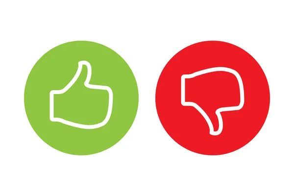 グラフィックデザイン ウェブサイト ソーシャルメディア モバイルアプリ Uiイラストのためのシンボルが好きではないような赤い円のアイコンベクトル上の緑の円と親指に親指を親指アップ — ストックベクタ