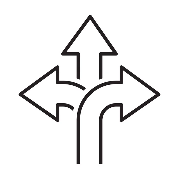 Drei Wege Richtungspfeil Symbol Vektor Straßenrichtungsschild Für Grafikdesign Logo Website — Stockvektor