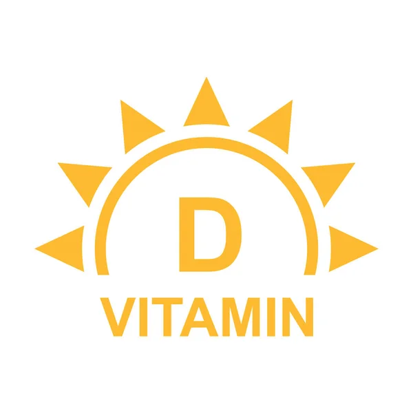 Vitamin D metni güneş ikonu vektör güzelliği, eczane, beslenme cilt bakımı konsepti grafik tasarım, logo, web sitesi, sosyal medya, mobil uygulama, ui illüstrasyon