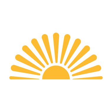 Yarım güneş, grafik tasarım, logo, web sitesi, sosyal medya, mobil uygulama, ui illüstrasyon için aşağı doğru ikon vektör günbatımı kavramını ayarlıyor