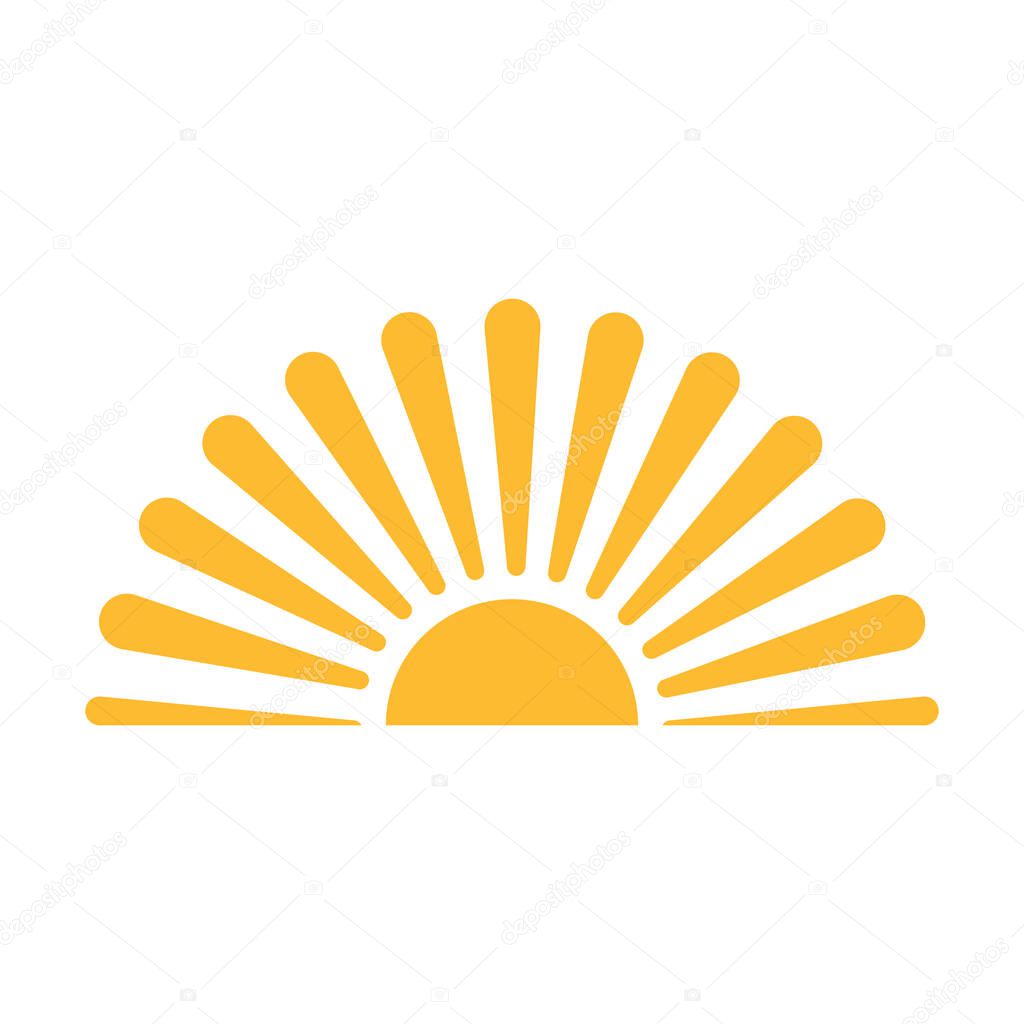 A half sun is setting downwards icon vector sunset concept for graphic design, logo, web site, social media, mobile app, ui illustration