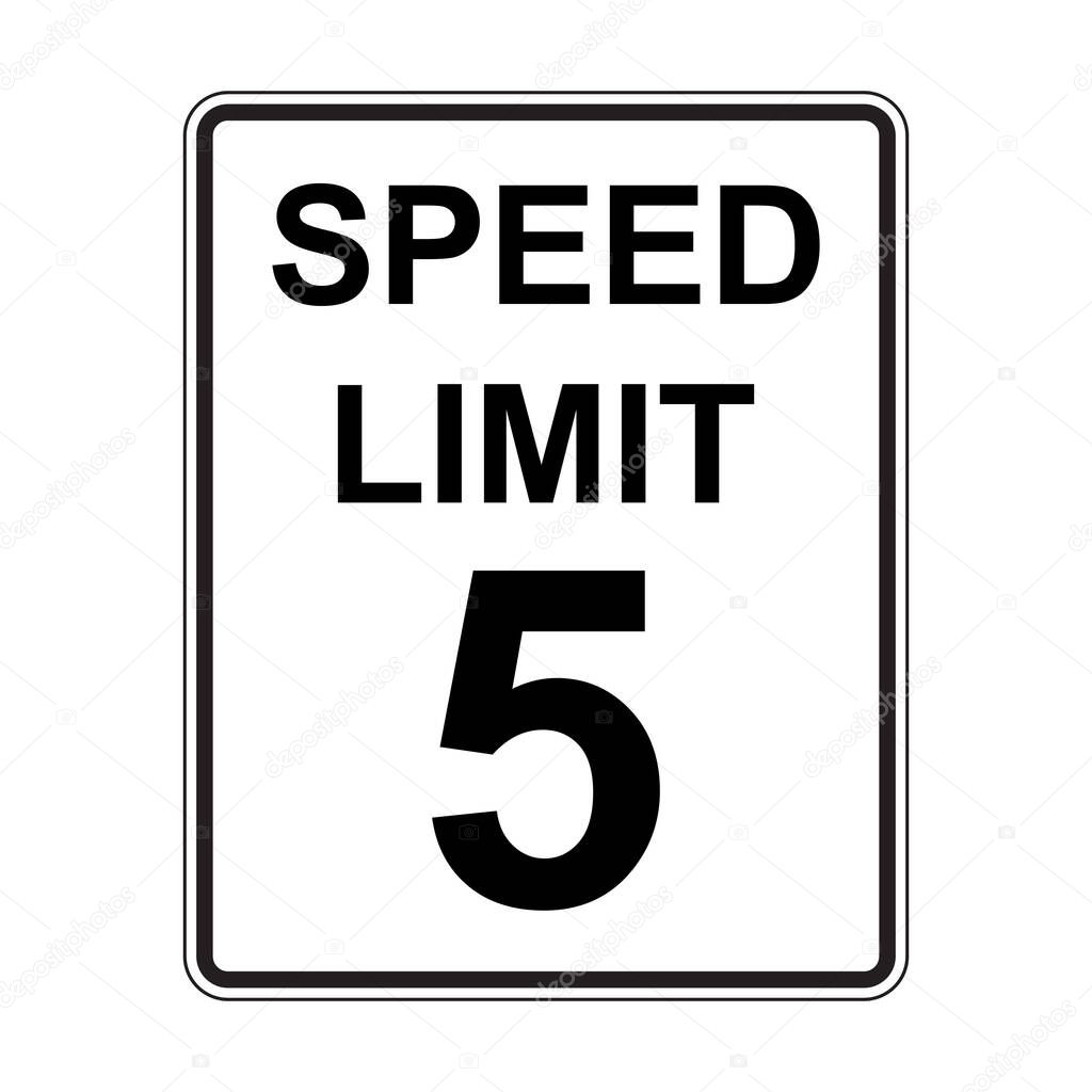 Prispeed limit 5 MPH road traffic sign icon vector for graphic design, logo, website, social media, mobile app, UI illustrationnt