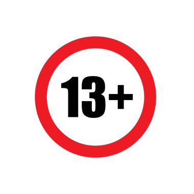 13 artı simge vektörü 16 yıllık yasaklama işaretinin altında, yetişkinler sadece web tasarımı, logo, bilgi grafiği, UI için. resimleme