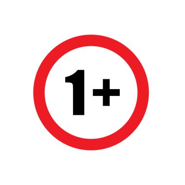 1 artı simge vektörü 16 yıl yasaklama işaretinin altında, yetişkinler sadece web tasarımı, logo, bilgi grafiği, UI için. resimleme