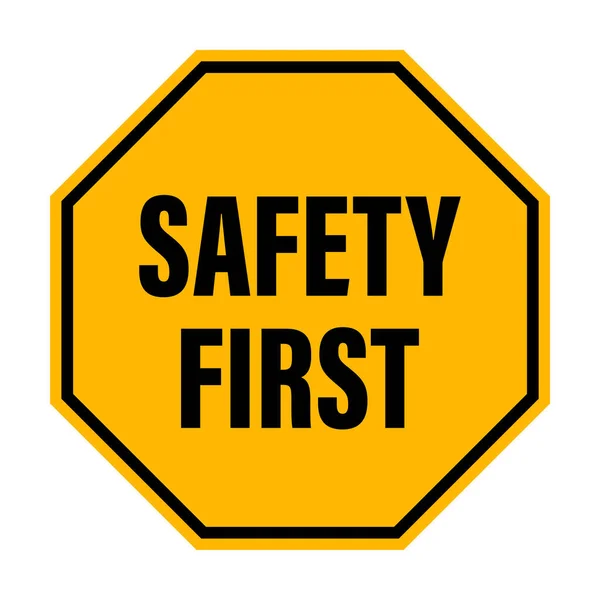 Safety First Text Yellow Octagon Logo Icon Vector Your Web — Image vectorielle