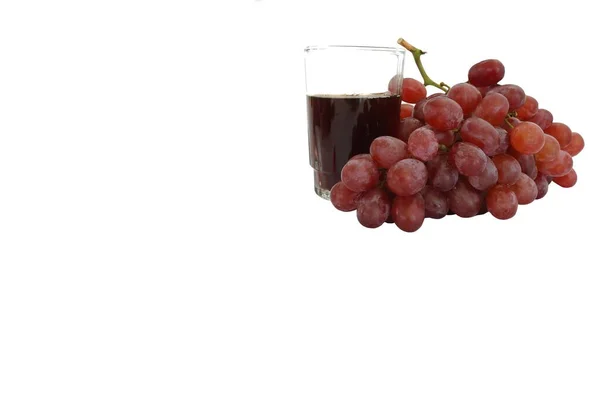 Isolated Picture Bunch Red Grapes Grape Juice White Background — Stock Photo, Image