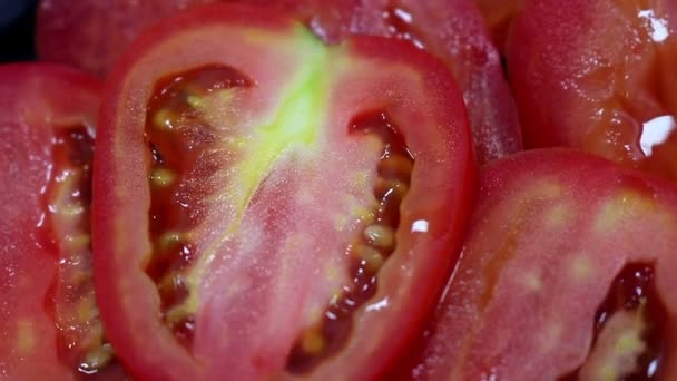 Close Tomatenfruit Spin — Stockvideo