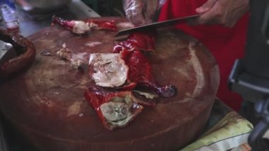 close up view of delicious asian chef